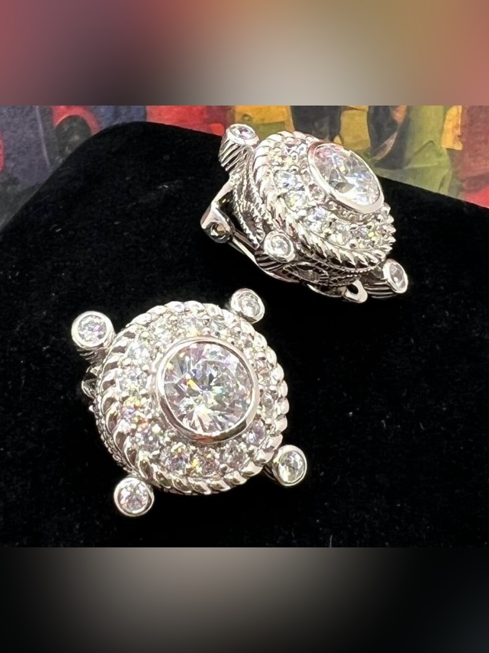 Judith Ripka 925 Crystal Round Clip-On Earrings in Silver